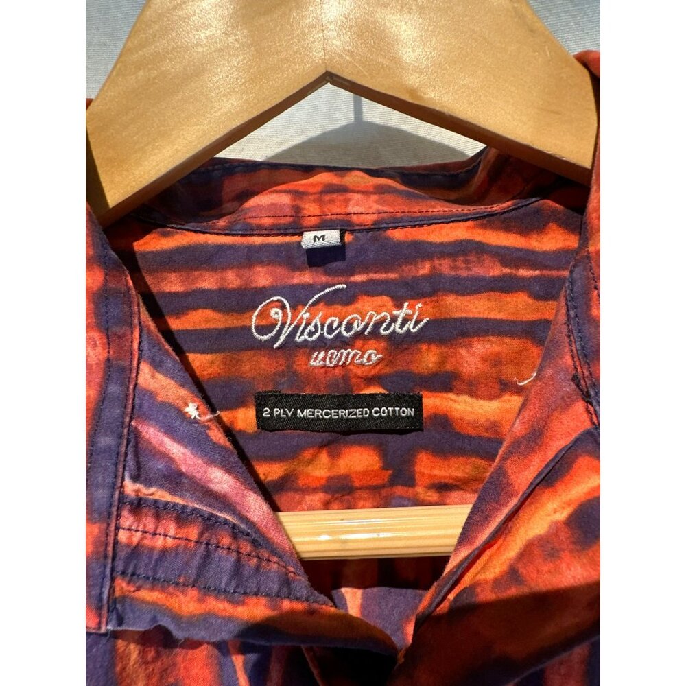 Visconti Uomo Men’s Striped Long Sleeve Button Shirt Med 100% Mercerized Cotton - Picture 2 of 4